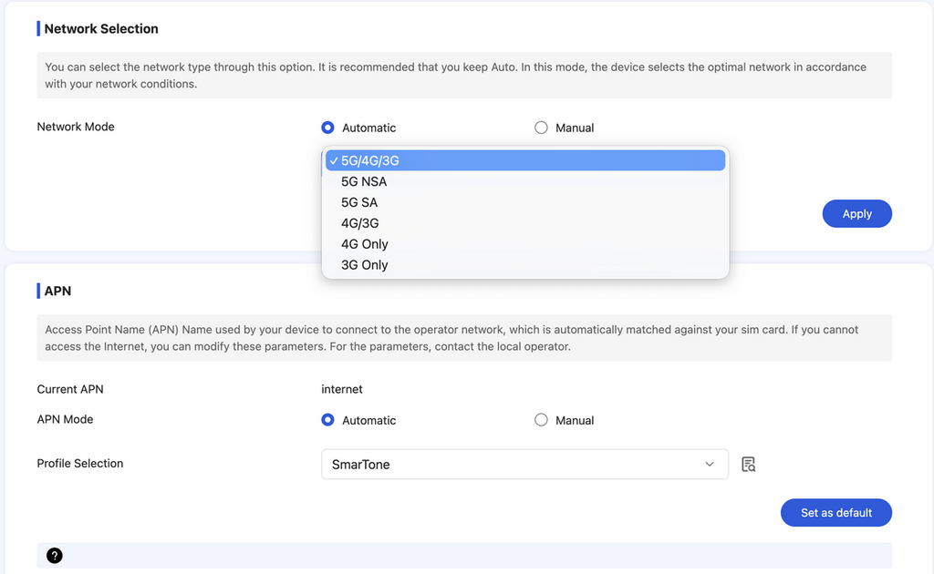 今次測試以 Smartone 卡進行,在路由器上亦可以作出有關設定。
