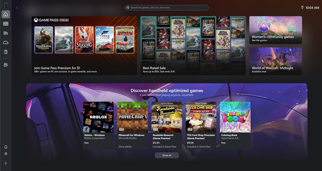 Windows 11 Xbox Mode 主畫面。