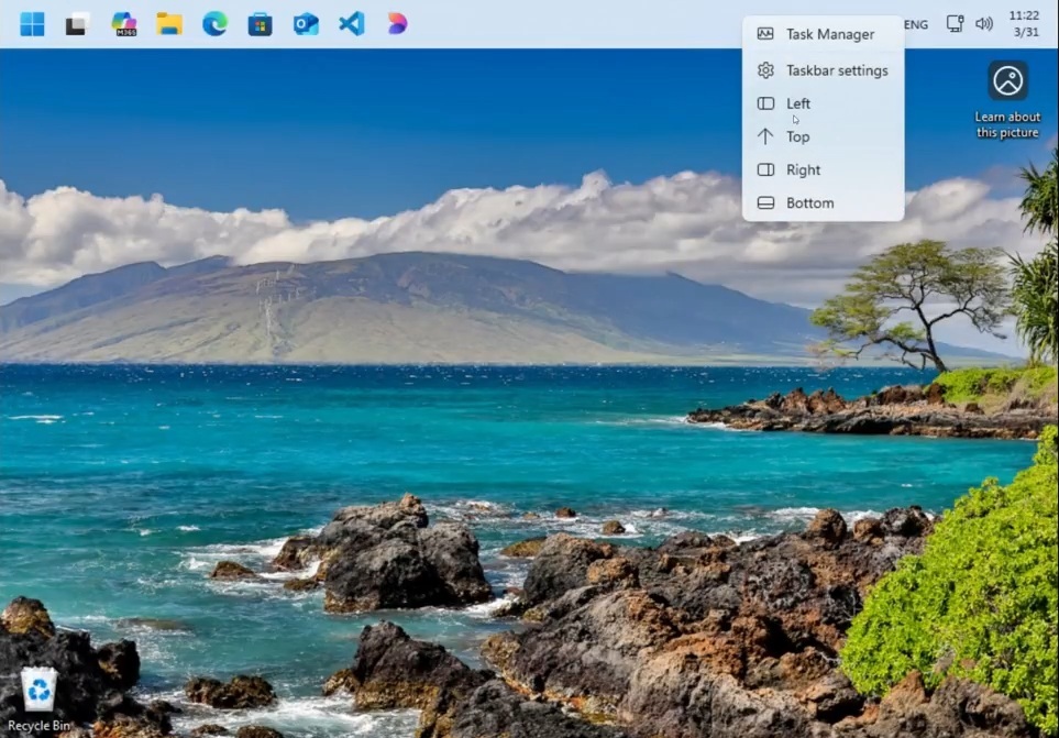 Windows 11 終於可以自由設定工作列位置了⋯⋯