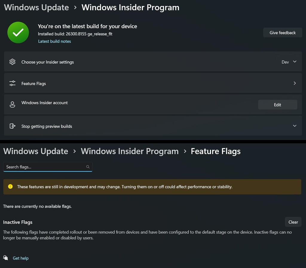 全新的「Feature Flags」頁面可讓 Insider 開關隱藏功能。