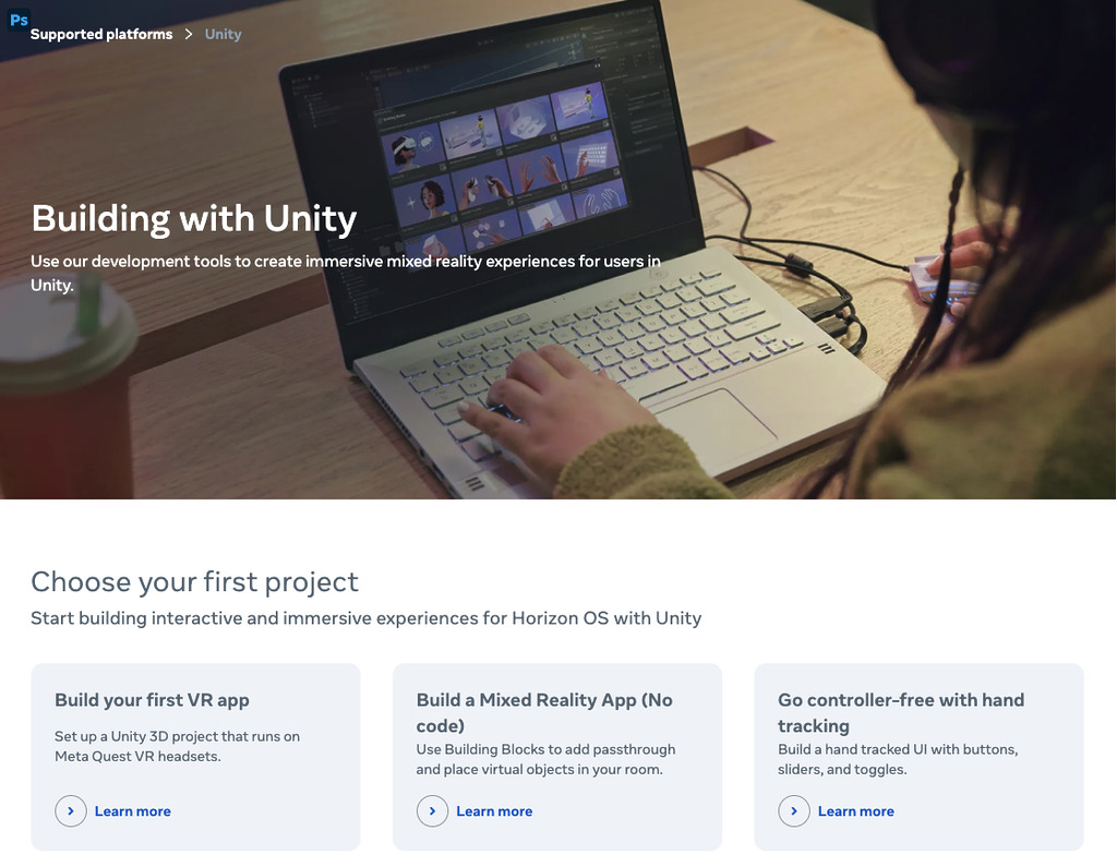 Meta 會繼續提供開發套件，供開發者在 Unity 開發 VR 和 MR 應用在 Quest 裝置上遊玩。