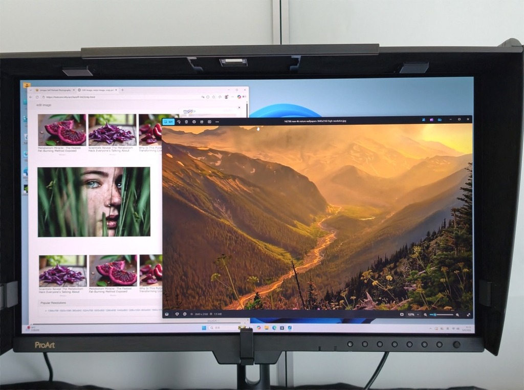 ProArt PA27USD 獲得 VESA DisplayHDR True Black 400 認證,色域覆蓋 100% sRGB、99% DCI-P3 及 BT.2020 廣色域,Adobe RGB 實測約 97%。