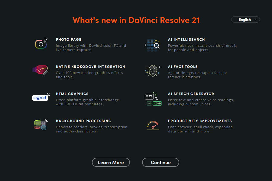 DaVinci Resolve 21 主要新增的功能。