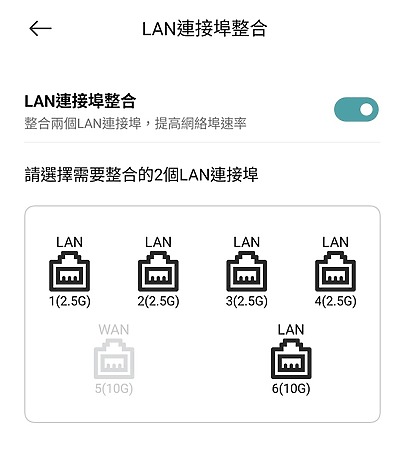 支援 LAN 連接埠整合。