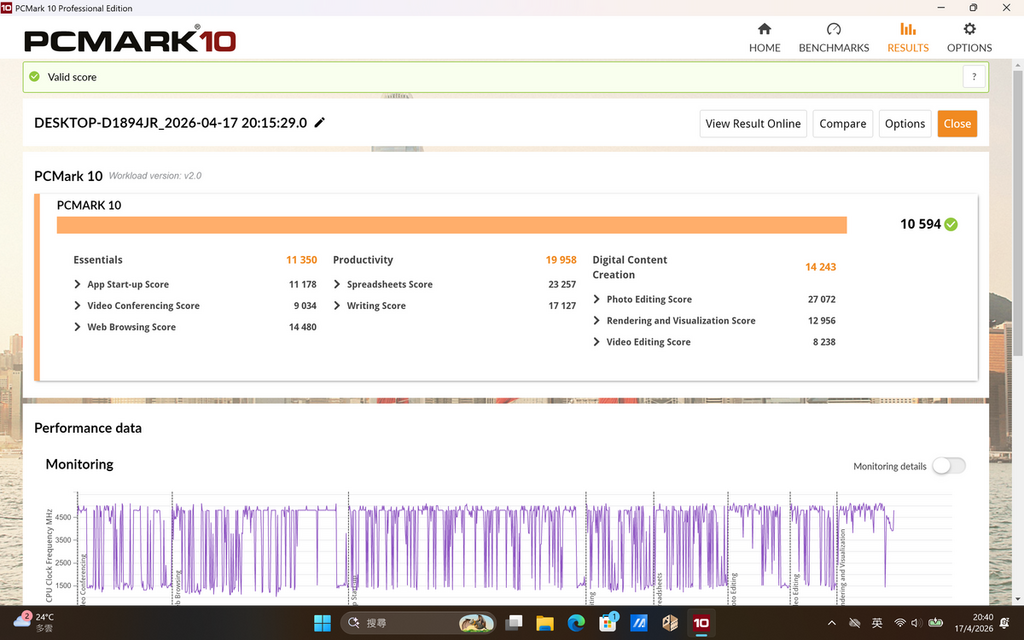 PCMark10 得分 10694。