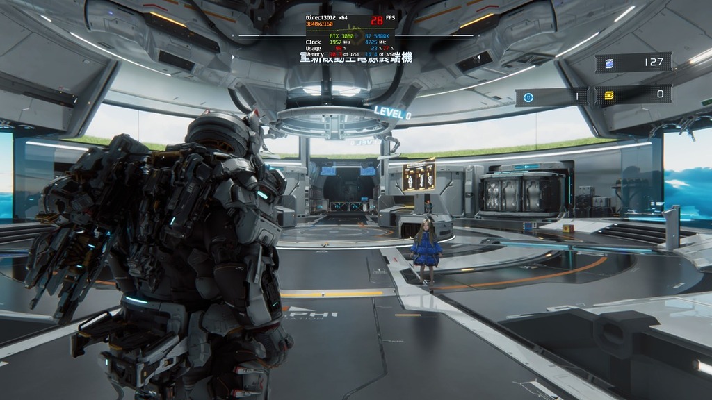 光追＋路徑追蹤，牆壁的光線及反射倒影明顯更好，但低階卡肯定不夠用。