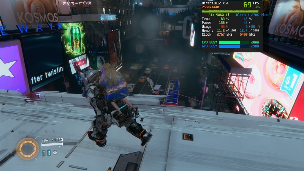 「畫質優先」、光追＋路徑追蹤 2560x1440 + DLSS ４ 平衡 + 2x MFG。