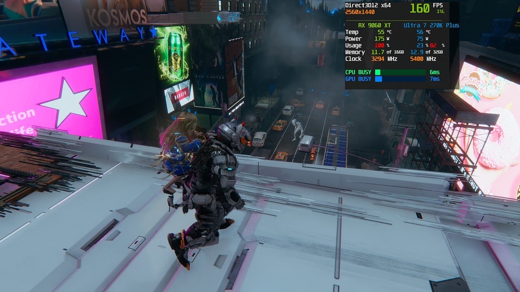 AMD RX 9000 仍只有 FSR3 升頻及影格生成，雖然沒有路徑追蹤渲染，但流暢度仍然十分足夠。