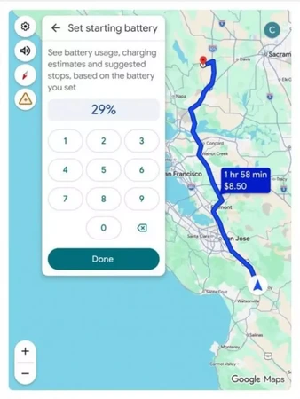 設定目的地後,再輸入現時剩下電量,讓系統更準確分析及規劃行程。