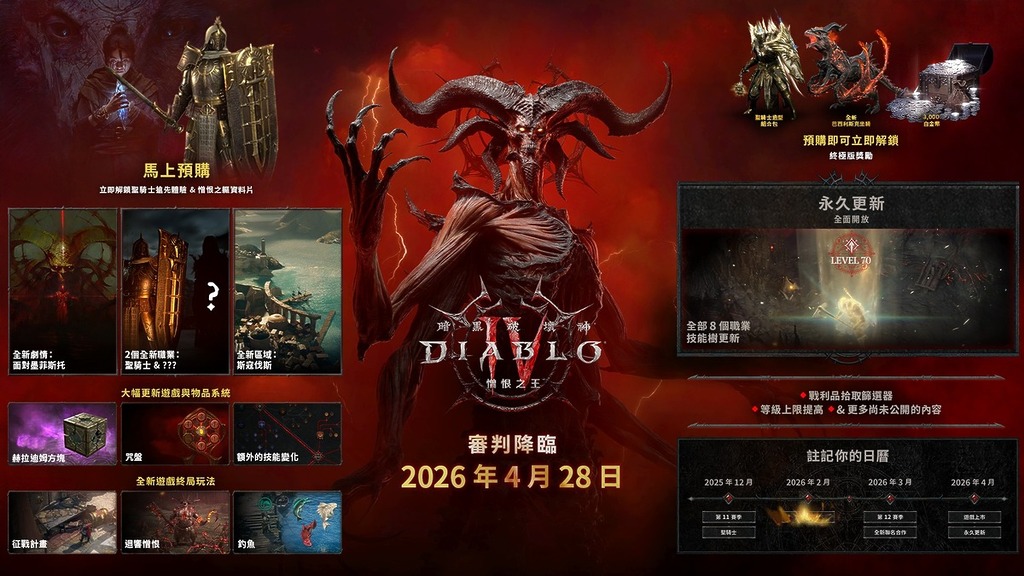 資料片《暗黑破壞神 IV：憎恨之王》已推出，13 賽季同步展開