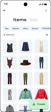 Wardrobe 會列出在你相簿中找到的衣物