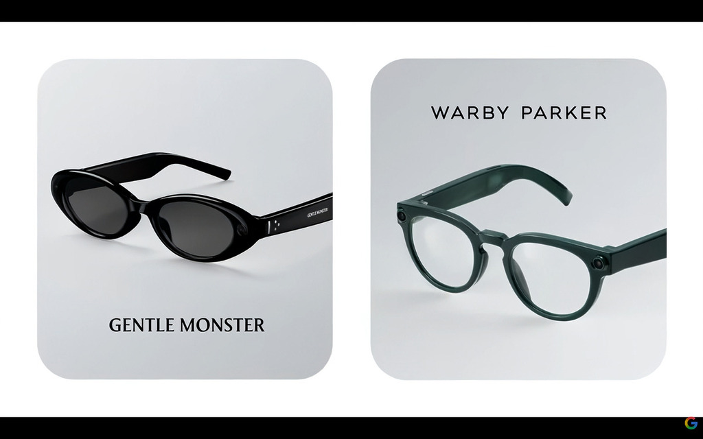 今日首次亮相的  Android XR Audio Glasses 智能眼鏡由 Gentle Monster和 Warby Parker 設計鏡框。
