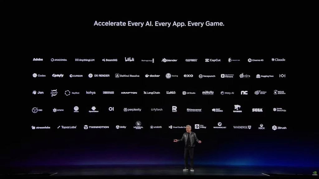 NVIDIA 列出大量廠商,包括開源和閉源軟件和遊戲開發商都會支持 RTX Spark 平台。