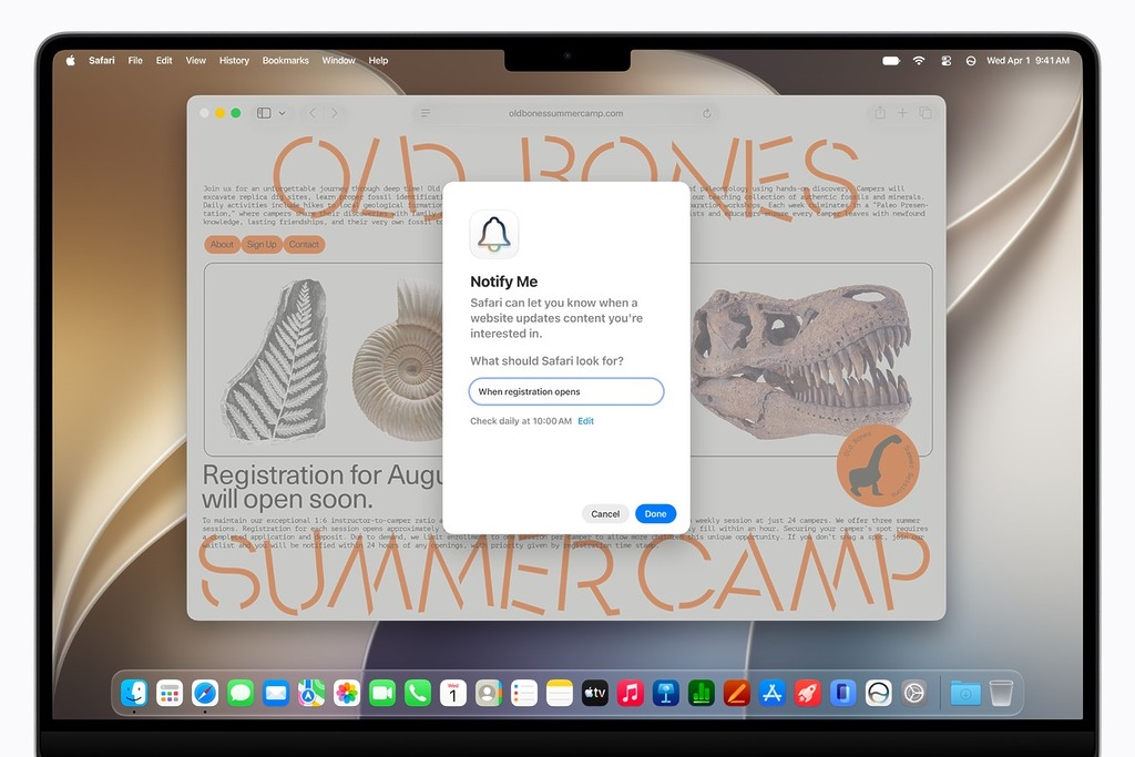 「Notify Me」功能讓用戶用自然語言指示要監測的網頁。
