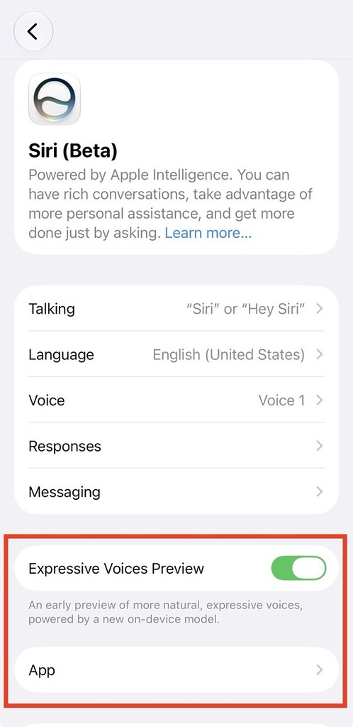 iOS 27 的 Siri 有新設定，而新 Siri 亦會加入新的 Expressive Voice 設定，不過現時只是 Preview 版。