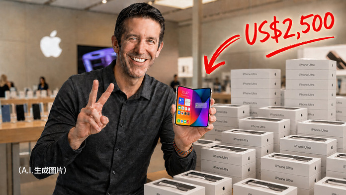 apple-iphone-ultra-foldable-10m-units-2026-launch-01 Apple 加碼押注千萬摺屏 iPhone iPhone Ultra 賣到呢個價 ?!(A.I.生成圖片)