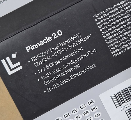 Pinnacle 2.0 採用雙頻 BE5000 Wi-Fi 7 無線規格。