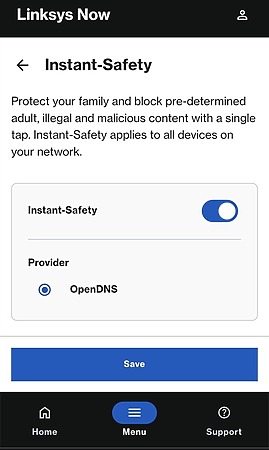 Instant-Safety 功能在背景自動過濾不良與惡意網站,保護家人上網安全。