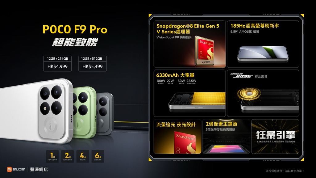 POCO F9 Pro 規格重點及售價。