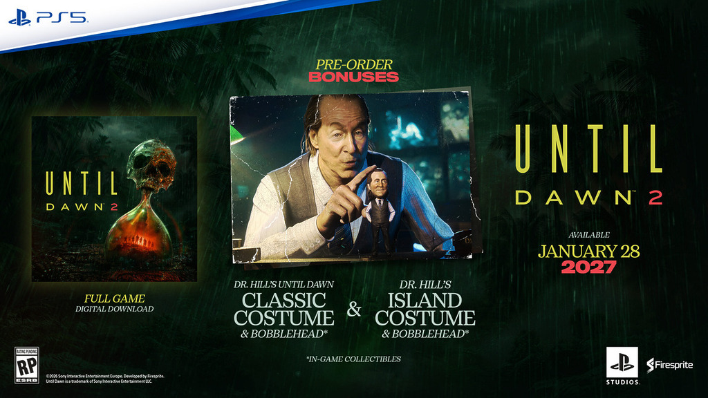 《Until Dawn 2》將於 1 月 28 日推出——本作故事由 AdHoc Studio(《Dispatch》的創作團隊)共同打造,將於 1 月 28 日在 PS5 推出。9 月 10 日起開放預購;標準版(光碟版/數位版)建議零售價為港幣 $278;數位豪華版建議零售價為港幣 $328。