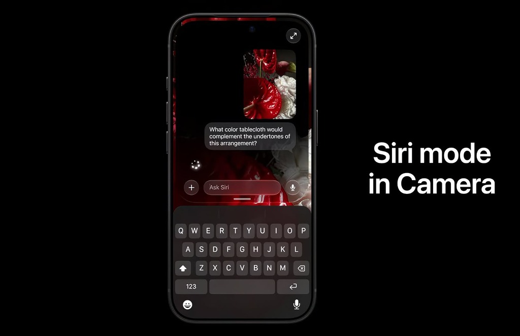 Camera App 新增 Siri mode,用戶可直接把鏡頭對準眼前事物並詢問 Siri,讓 AI 根據相機畫面提供資訊或執行操作。