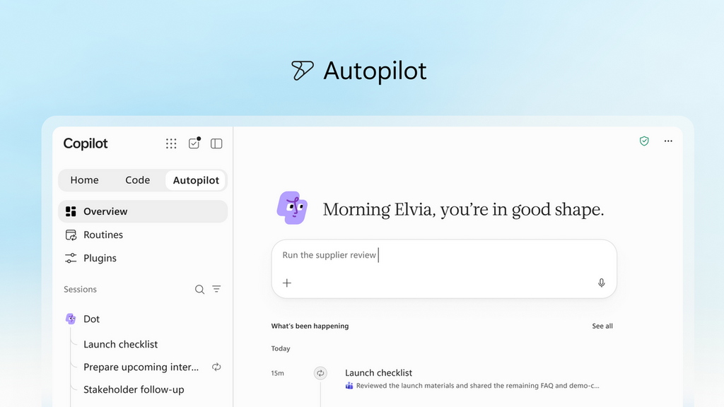 用戶可以在 Autopilot 設定 AI 代理的角色和任務目標,讓它替你 24 小時不眠不休工作。