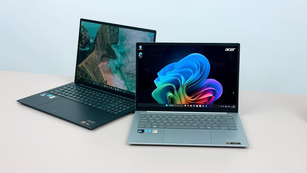 Acer 全新的 Swift Edge 14 AI (右) 及 16 AI (左)