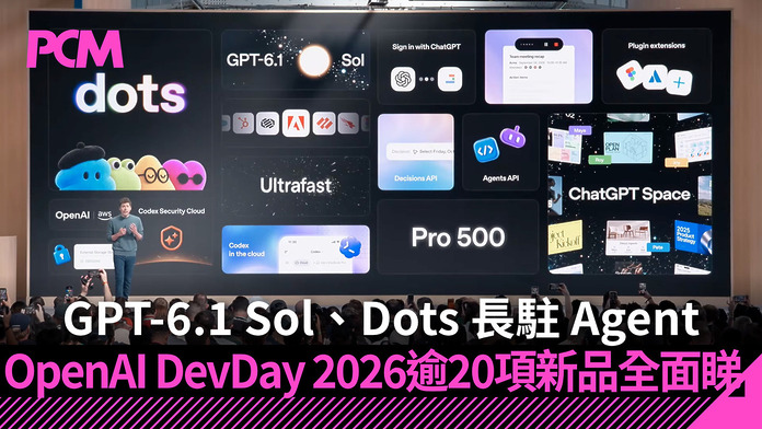 GPT‑6.1 Sol、Dots 長駐 Agent　OpenAI DevDay 2026 逾 20 項新品全面睇
