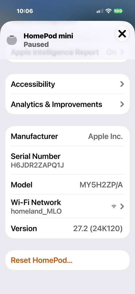 先透過家庭 App 將 HomePod 更新至 HomePod 27.2 或以上版本。